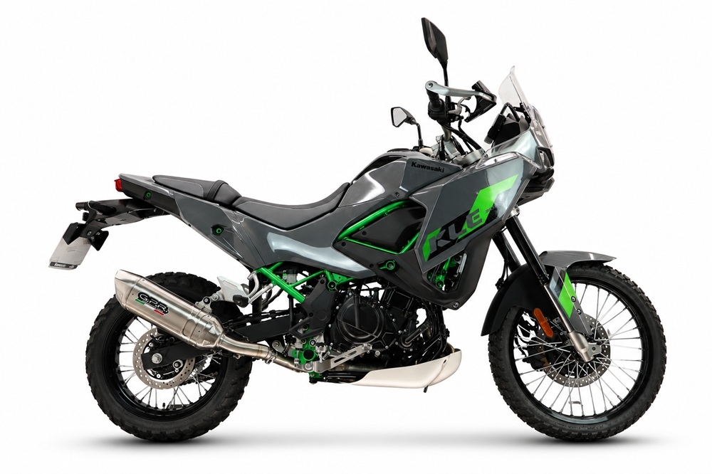 GPR exhaust compatible with Kawasaki KLE 500 2026-2027, Furore-X Acciaio Inox, Homologated legal slip-on exhaust including removable db killer and link pipe 