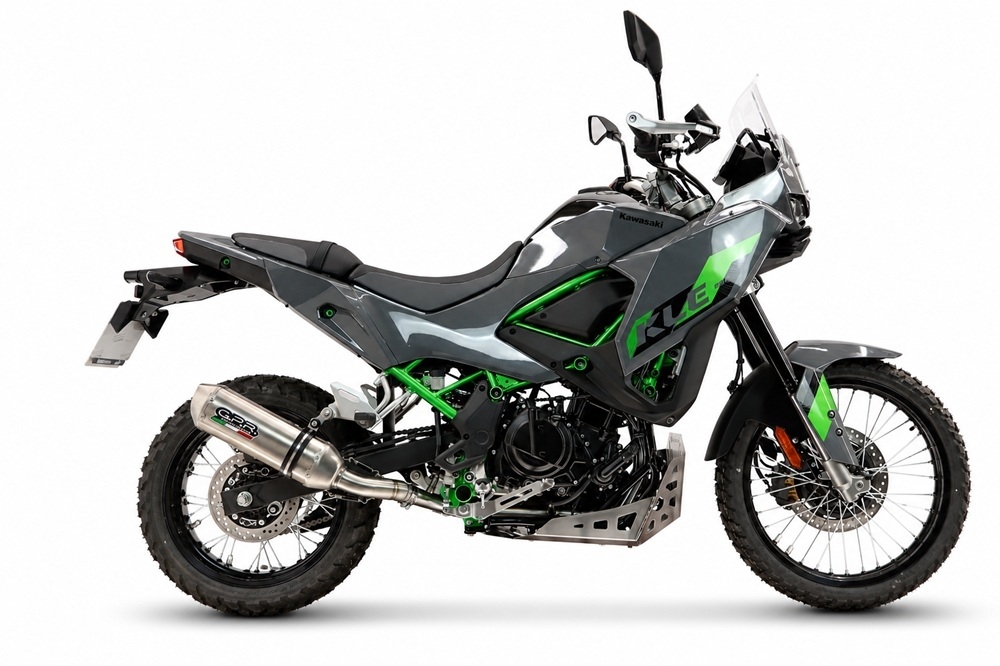 GPR exhaust compatible with Kawasaki KLE 500 2026-2027, PENTA ADVENTURE FULL TITANIUM, Homologated legal slip-on exhaust including removable db killer and link pipe 