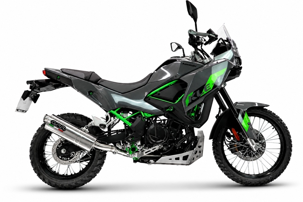 GPR exhaust compatible with Kawasaki KLE 500 2026-2027, Trioval, Homologated legal slip-on exhaust including removable db killer and link pipe 