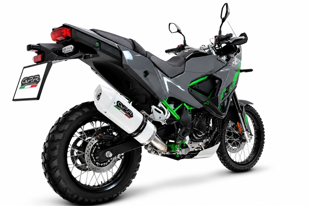 GPR exhaust compatible with Kawasaki KLE 500 2026-2027, Albus Ceramic, Homologated legal slip-on exhaust including removable db killer and link pipe 