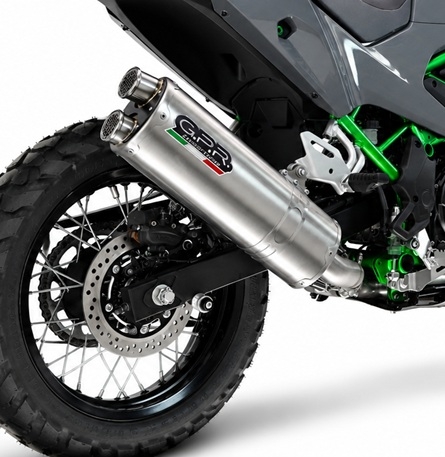 GPR exhaust compatible with Kawasaki KLE 500 2026-2027, Dual Inox, Racing slip-on exhausts including link pipe and removable db killer 