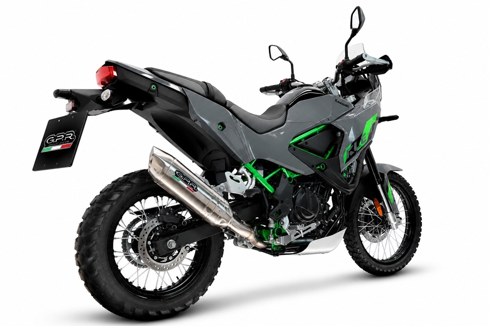 GPR exhaust compatible with Kawasaki KLE 500 2026-2027, Furore-X Acciaio Inox, Homologated legal slip-on exhaust including removable db killer and link pipe 