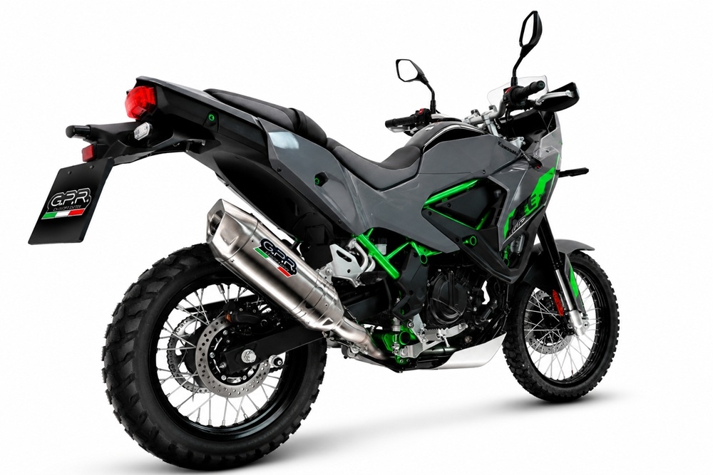 GPR exhaust compatible with Kawasaki KLE 500 2026-2027, Furore-X Acciaio Inox, Homologated legal slip-on exhaust including removable db killer and link pipe 