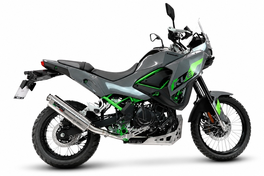 GPR exhaust compatible with Kawasaki KLE 500 2026-2027, Trioval, Homologated legal slip-on exhaust including removable db killer and link pipe 