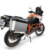 GPR TECH compatible with  Ktm Lc 8 1290 Super Adv 2015/2016 e3 GPR TECH Pair of side cases aluminum made with contoured right side, silver color with specific pannier holder Capacity 38 LT. + 32 LT.