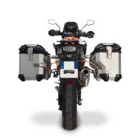 GPR TECH compatible with  Ktm Lc 8 1290 Super Adv 2015/2016 e3 GPR TECH Pair of side cases aluminum made with contoured right side, silver color with specific pannier holder Capacity 38 LT. + 32 LT.