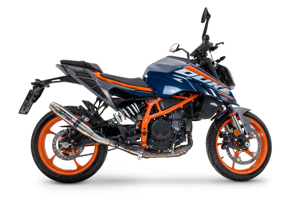 Exhaust compatible with Ktm 125 DUKE 2024-2025, Deeptone Inox, Slip-on exhaust including removable db killer and link pipe, EPA-compliant 