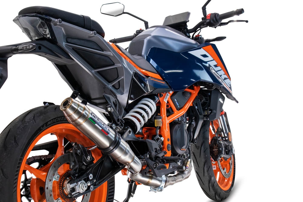 Exhaust compatible with Ktm 125 DUKE 2024-2025, Deeptone Inox, Slip-on exhaust including removable db killer and link pipe, EPA-compliant 