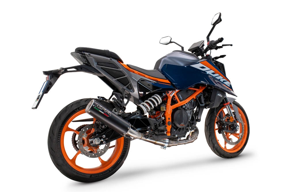 Exhaust compatible with Ktm 250 DUKE 2024-2025, M3 Black Titanium, Slip-on exhaust including removable db killer and link pipe, EPA-compliant 