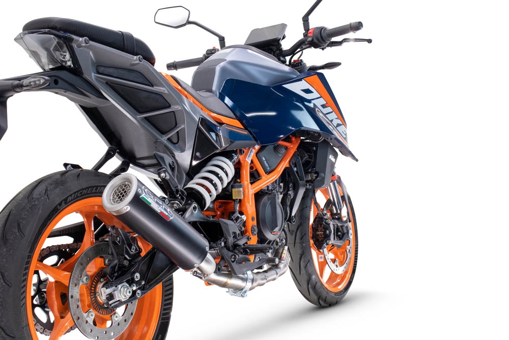 Exhaust compatible with Ktm 250 DUKE 2024-2025, M3 Black Titanium, Slip-on exhaust including removable db killer and link pipe, EPA-compliant 