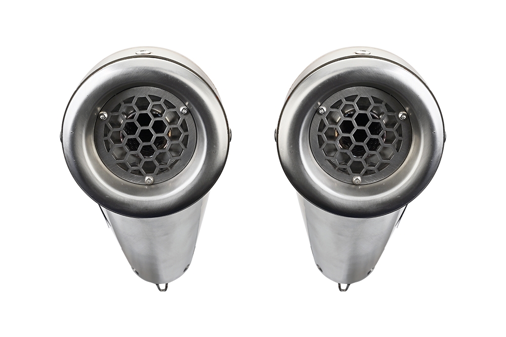 Exhaust compatible with Royal Enfield Continental 650 2021-2024, Powercone Evo, Dual slip-on exhausts including removable db killers and link pipes 
