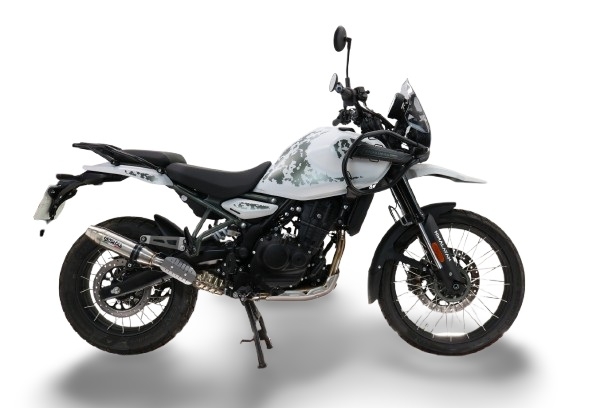 Exhaust compatible with Royal Enfield Himalayan 450 2024-2025, Deeptone Inox, Slip-on exhaust including removable db killer and link pipe, EPA-compliant 