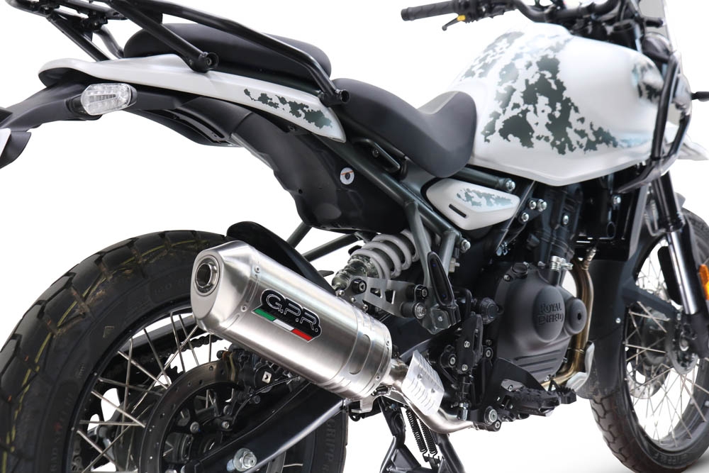 GPR exhaust compatible with  Royal Enfield Himalayan 450  2024-2025, Satinox, Slip-on exhaust including removable db killer and link pipe, EPA-compliant 