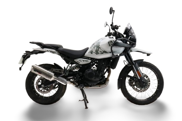 Exhaust compatible with Royal Enfield Himalayan 450 2024-2025, Satinox, Slip-on exhaust including removable db killer and link pipe, EPA-compliant 