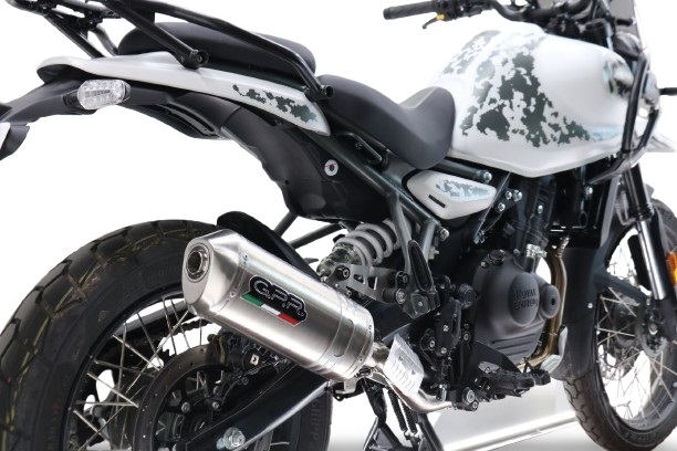 Exhaust compatible with Royal Enfield Himalayan 450 2024-2025, Satinox, Slip-on exhaust including removable db killer and link pipe, EPA-compliant 
