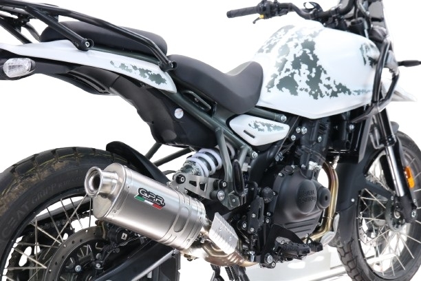 Exhaust compatible with Royal Enfield Himalayan 450 2024-2025, Dune Triovale Titanio, Slip-on exhaust including removable db killer and link pipe, EPA-compliant 