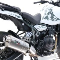 Exhaust compatible with Royal Enfield Himalayan 450 2024-2025, Dune Triovale Titanio, Slip-on exhaust including removable db killer and link pipe, EPA-compliant 