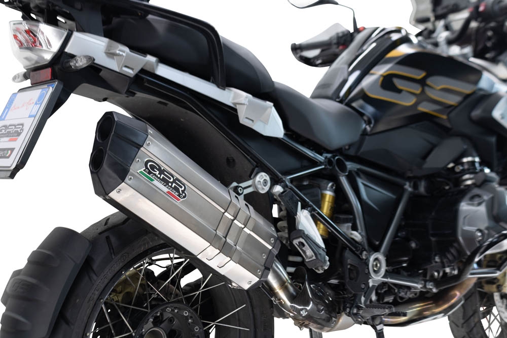 Exhaust compatible with Bmw R1250GS - Adventure 2021-2024, Hyper Sonic Titanium, Slip-on exhaust including removable db killer and link pipe, not EPA-compliant 