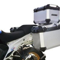 GPR TECH compatible with  BMW R 1300 GS 2023/2025 GPR TECH Triptych kit made in silver color, with Top case 45 Lt + Side Cases 38 Lt + 38 Lt + general black rack holder Top case capacity 45 Lt + side cases capacity 38 LT. + 38 LT.
