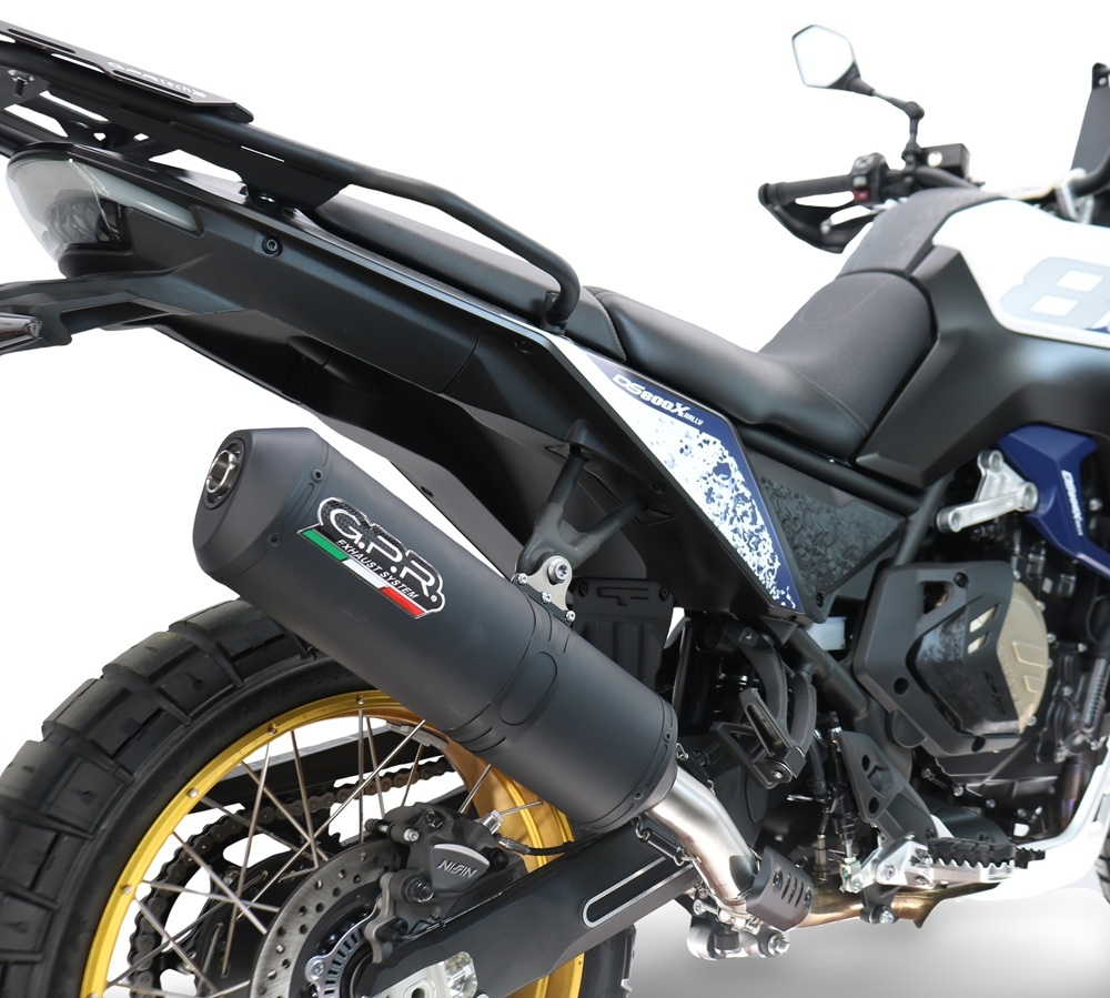 GPR exhaust compatible with Voge DS 800 Rally 2025-2026, Ghisa , Homologated legal slip-on exhaust including removable db killer and link pipe 