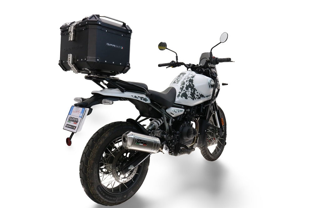 Top case GPR TECH compatible with  Royal Enfield Himalayan 450 2024/2025 e5 Plus GPR TECH Top case in aluminum, black color with specific plate included Capacity 35 LT.