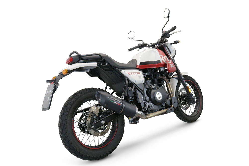 Exhaust compatible with Royal Enfield Scram 411 2022-2024, Furore Nero, Slip-on exhaust including link pipe and removable db killer 
