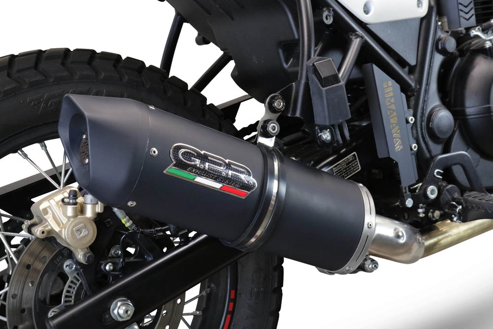 GPR exhaust compatible with Royal Enfield Scram 411 2022-2024, Furore Evo4 Nero, Homologated legal slip-on exhaust including removable db killer, link pipe and catalyst 