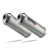 Exhaust compatible with Aprilia Sl - Falco 1000 2000-2004, Satinox, Dual slip-on including removable db killers and link pipes, EPA-compliant 