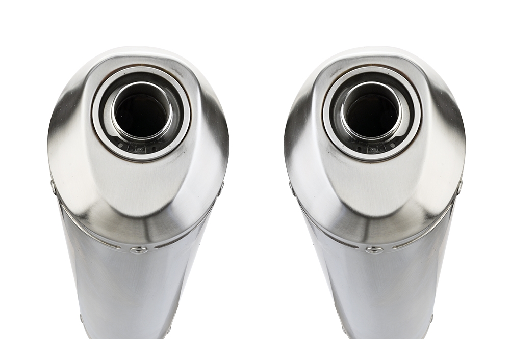 Exhaust compatible with Aprilia Etv Caponord 1000 Rally 2001-2007, Satinox, Dual slip-on including removable db killers and link pipes, not EPA-compliant 