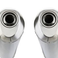Exhaust compatible with Aprilia Etv Caponord 1000 Rally 2001-2007, Satinox, Dual slip-on including removable db killers and link pipes, not EPA-compliant 