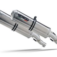 Exhaust compatible with Aprilia Etv Caponord 1000 Rally 2001-2007, Satinox, Dual slip-on including removable db killers and link pipes, not EPA-compliant 
