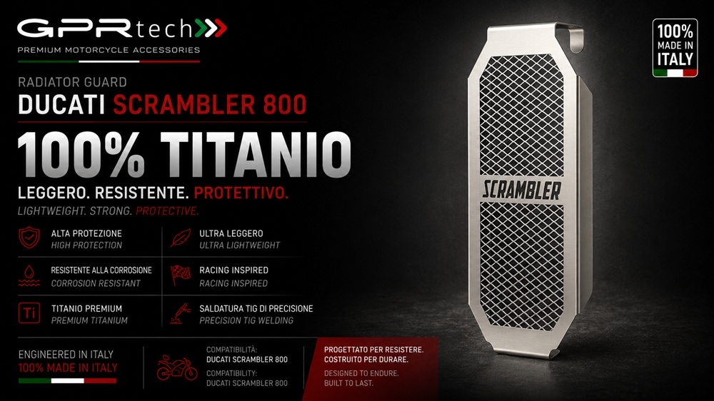 GPR TECH compatible with  Ducati Scrambler 800 2017/2020 e4 GPR TECH Titanium radiator guard  
