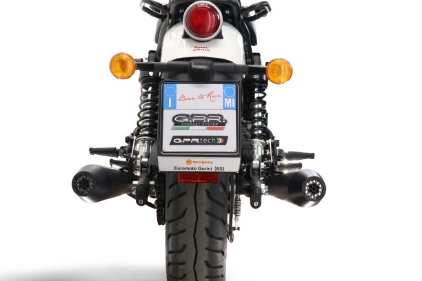 Exhaust compatible with Royal Enfield Shotgun 650 2024-2025, Ultracone Black, Dual slip-on exhausts including removable db killers and link pipes 