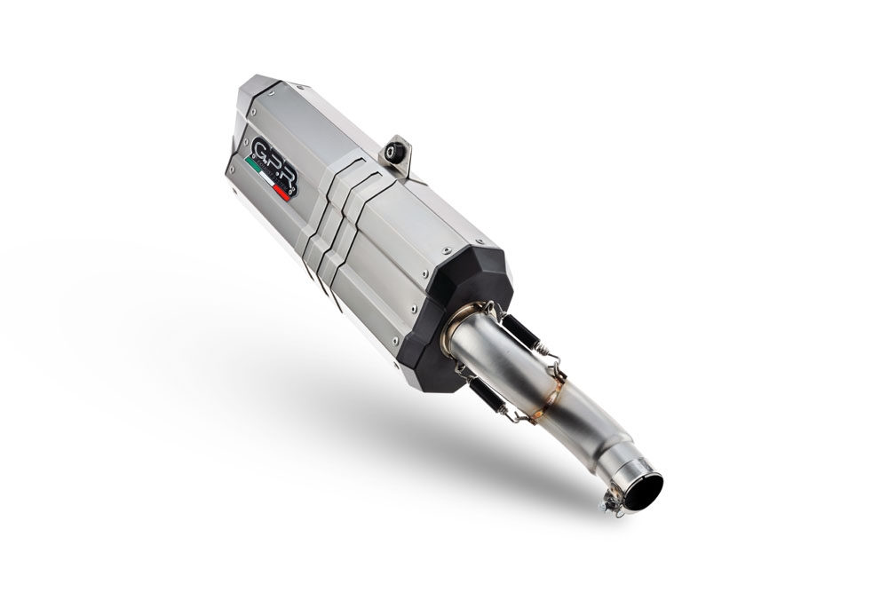 Exhaust compatible with Triumph Tiger 900 GT / Pro / Rally Pro 2024-2025, Hyper Sonic Titanium, Slip-on exhaust including removable db killer and link pipe, not EPA-compliant 