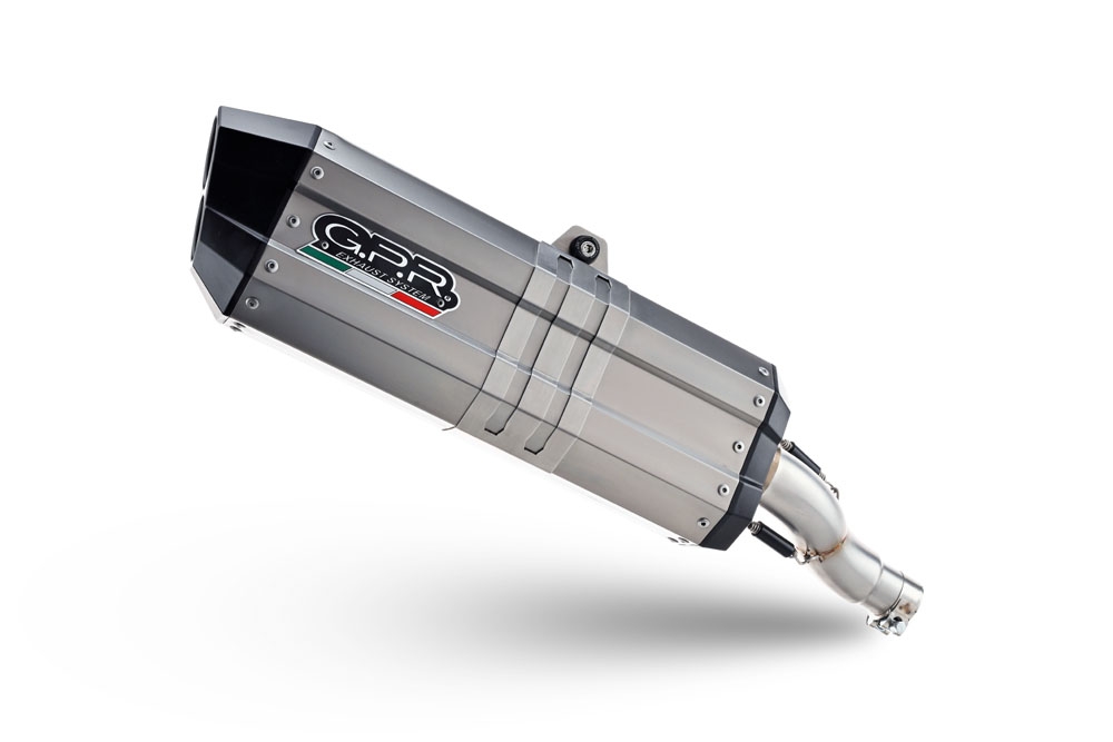 Exhaust compatible with Triumph Tiger 900 GT / Pro / Rally Pro 2024-2025, Hyper Sonic Titanium, Slip-on exhaust including removable db killer and link pipe, not EPA-compliant 