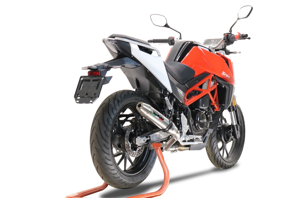 GPR exhaust compatible with Swm Motorcycles Hoku 125 2022-2024, Deeptone Inox, Homologated legal slip-on exhaust including removable db killer and link pipe 