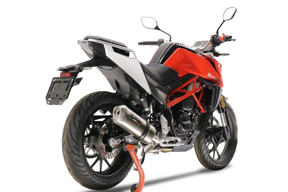 GPR exhaust compatible with Swm Motorcycles Hoku 125 2022-2024, Satinox , Homologated legal slip-on exhaust including removable db killer and link pipe 