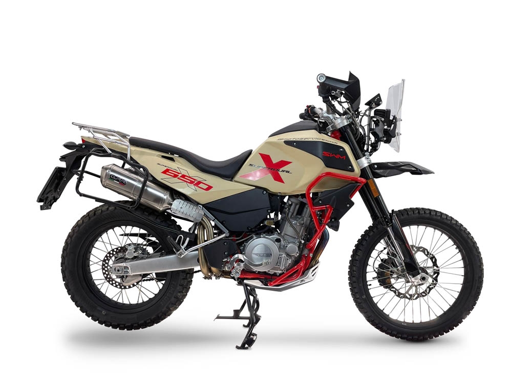 GPR exhaust compatible with Swm Motorcycles Superdual 600 T 2023-2024, Satinox , Dual Homologated legal slip-on exhaust including removable db killers and link pipes 