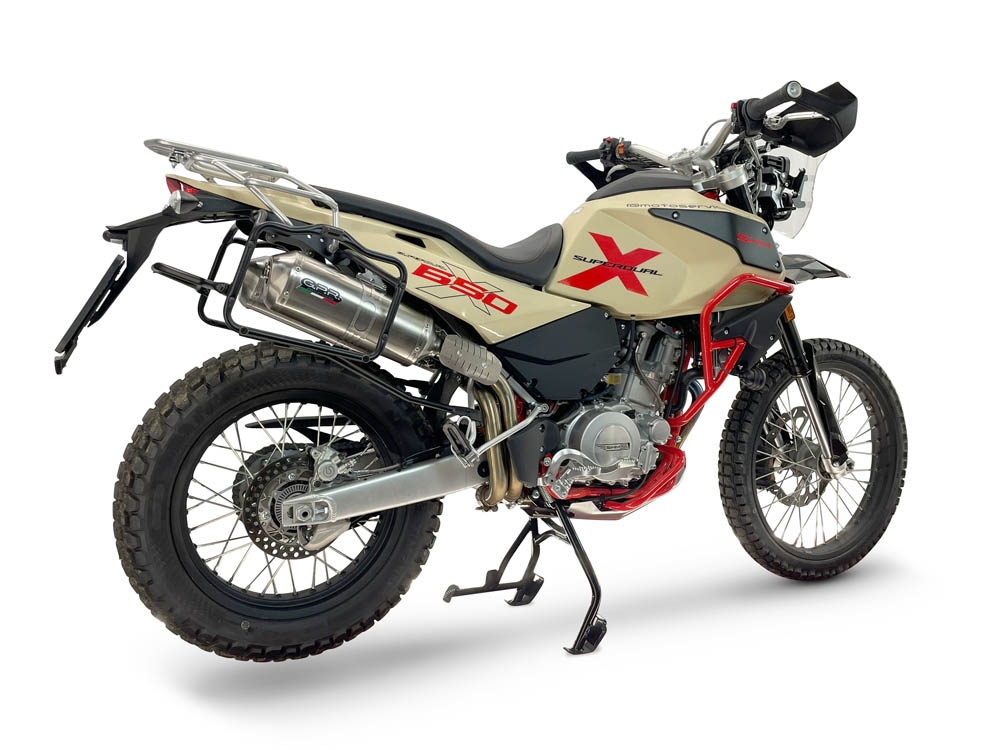 GPR exhaust compatible with Swm Motorcycles Superdual 600 T 2023-2024, Satinox , Dual Homologated legal slip-on exhaust including removable db killers and link pipes 
