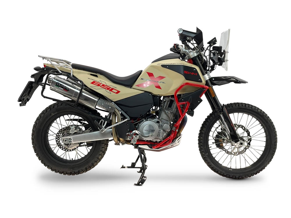 GPR exhaust compatible with Swm Motorcycles Superdual 600 T 2023-2024, Trioval, Dual Homologated legal slip-on exhaust including removable db killers and link pipes 