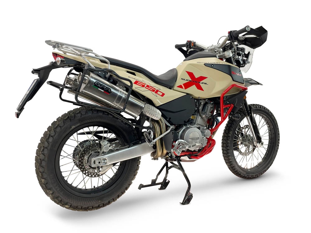GPR exhaust compatible with Swm Motorcycles Superdual 600 T 2023-2024, Trioval, Dual Homologated legal slip-on exhaust including removable db killers and link pipes 
