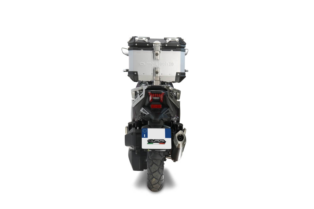 Top case GPR TECH compatible with  Sym ADX 125 2024/2026 e5 Plus GPR TECH Top case in aluminum, silver color with specific plate included Capacity 26 LT.