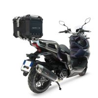 Top case GPR TECH compatible with  Sym ADX 125 2024/2026 e5 Plus GPR TECH Top case in aluminum, black color with specific plate included Capacity 26 LT.