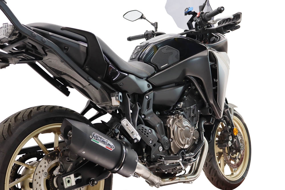 GPR exhaust compatible with Yamaha Tracer 7 GT 2020-2024, Furore Nero, Racing full system exhaust, including removable db killer 