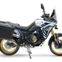 GPR TECH compatible with  Voge DS 800 Rally 2025/2026 GPR TECH Pair of side cases aluminum made with contoured right side, black color with specific pannier holder TECH-EVO serie  Capacity 38 LT. + 32 LT.