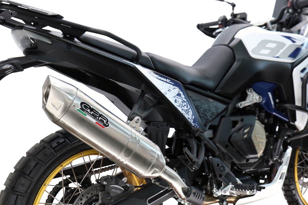 GPR exhaust compatible with Voge DS 800 Rally 2025-2026, Furore-X Acciaio Inox, Racing slip-on exhausts including link pipe and removable db killer 