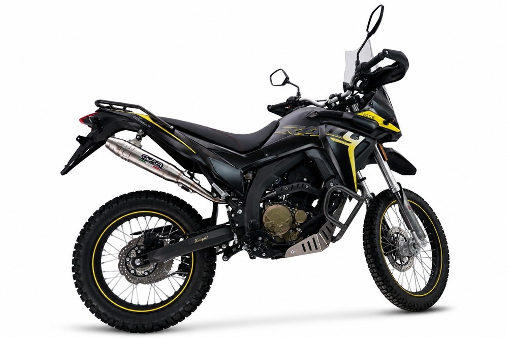 GPR exhaust compatible with Voge 300Rally 2025-2026, Deeptone Inox, Homologated legal slip-on exhaust including removable db killer, link pipe and catalyst 