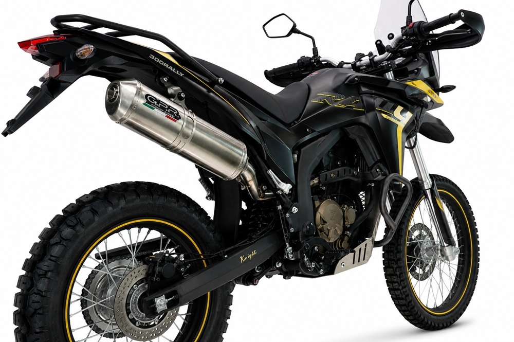 GPR exhaust compatible with Voge 300Rally 2025-2026, Satinox , Homologated legal slip-on exhaust including removable db killer, link pipe and catalyst 