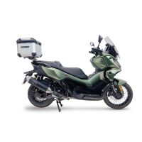 Top case GPR TECH compatible with  Voge SR 450 X 2026/2027 e5 plus GPR TECH Top case in aluminum, silver color, including roof rack and specific plate Capacity 35 LT.