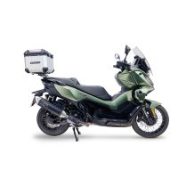 Top case GPR TECH compatible with  Voge SR 450 X 2026/2027 e5 plus GPR TECH Top case in aluminum, silver color, including roof rack and specific plate Capacity 26 LT.